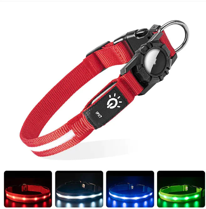 Luminous AirTag Dog Collar – Reflective, Waterproof & Built for Safety