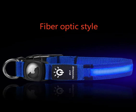 Luminous AirTag Dog Collar – Reflective, Waterproof & Built for Safety