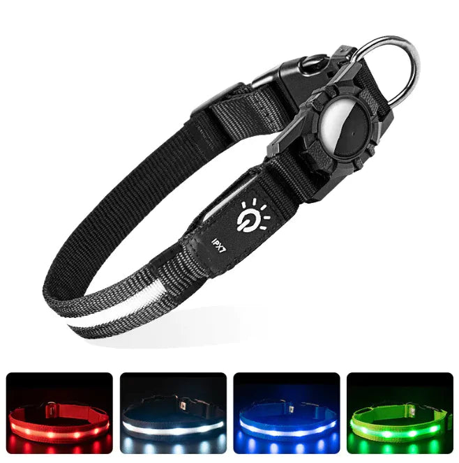 Luminous AirTag Dog Collar – Reflective, Waterproof & Built for Safety