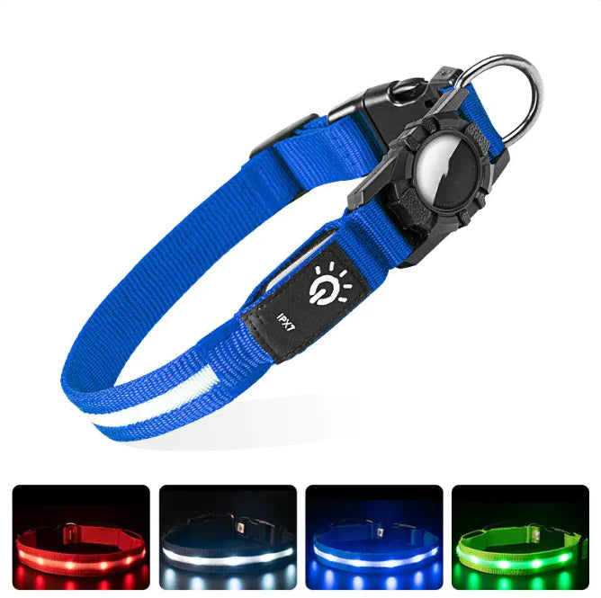 Luminous AirTag Dog Collar – Reflective, Waterproof & Built for Safety